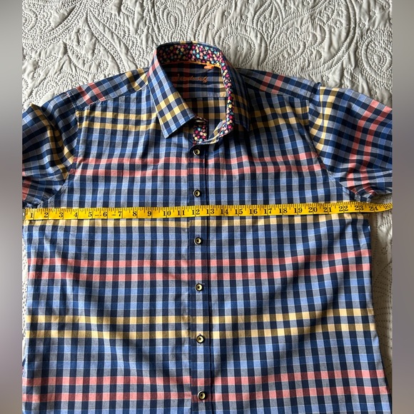 Justing tailored button down shirtt XL Plaid with floral inside cuff and collar - Picture 15 of 16
